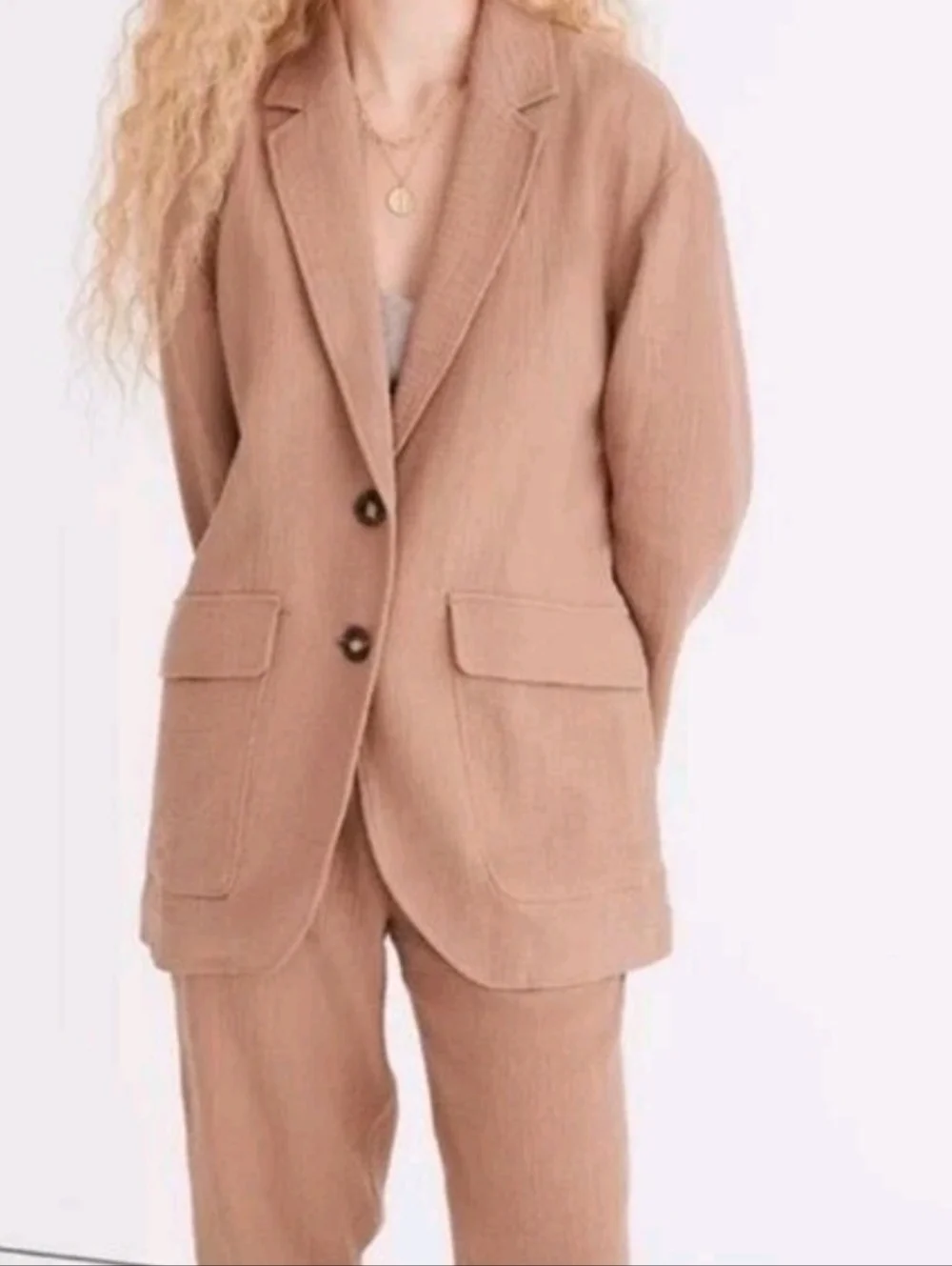 Madewell Cotton-Linen Oversized Relaxed Larsen Blazer in Faded Earth Sz XS - M - Picture 3 of 12